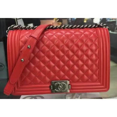 AAA 1:1 Boy Chanel Flap Bag Red Original Sheepskin Leather A67088 Silver JK38vi59