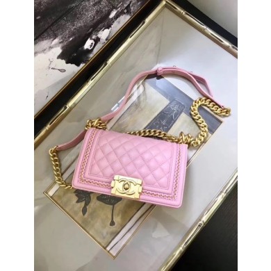 AAAAA Imitation Boy Chanel Flap Shoulder Bag Sheepskin Leather A67085E Pink JK5663oT91