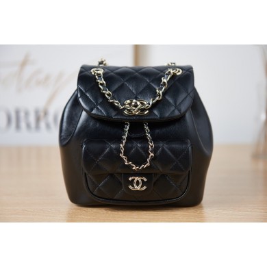 AAAAA Knockoff Chanel Backpack Sheepskin Original Leather AS2908 black JK2837Pg26