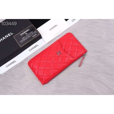 Best 1:1 Chanel classic pouch Grained Calfskin& silver-Tone Metal A84402 red JK1346eT55