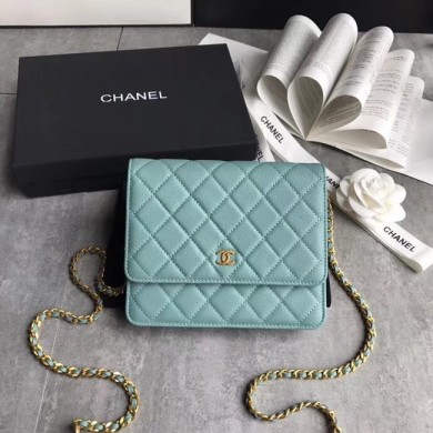 Best BOY CHANEL Clutch with Chain A84433 sky blue JK5019kr25