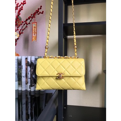 Best Chanel Flap Lambskin Shoulder Bag AS3011 yellow JK2793Ml87