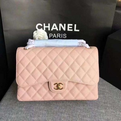 Best Chanel Flap Shoulder Bags Pink Original Calfskin Leather CF1113 Gold JK5348Ml87