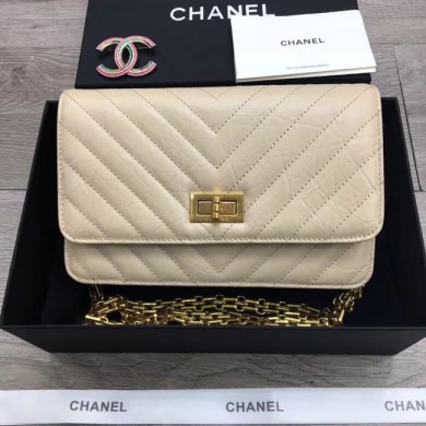 Best Quality Imitation Chanel 2.55 Wallet on Chain A70328 creamy-white JK5025dK58