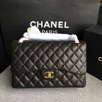 Best Quality Imitation Chanel Flap Shoulder Bags Black Original Lambskin Leather CF1113 Glod JK5755dK58