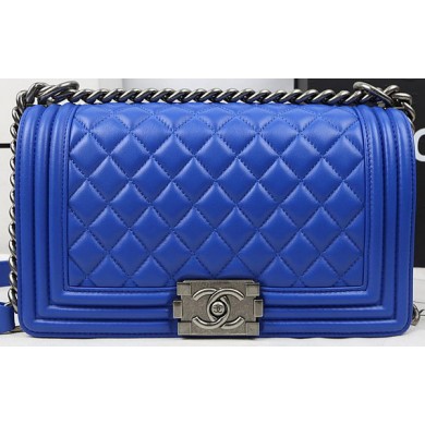 Best Replica Boy Chanel Flap Bags Original Sheepskin Leather A67025 Blue JK807bj75