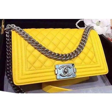 Best Replica Chanel Boy Flap Shoulder Bags Deer Skin Leather A67086 Yellow JK509zU69