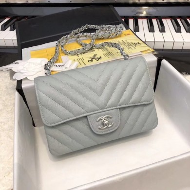 Best Replica Chanel Small Classic Handbag Grained Calfskin & silver-Tone Metal A69900 grey JK5060zU69