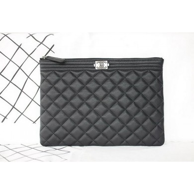 Boy Chanel Chevron Black Calfskin Leather Clutch A69253 JK513Yr55