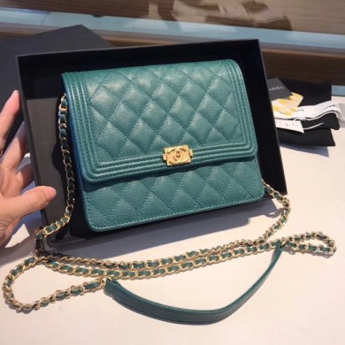 Boy chanel clutch with chain A84433 Blackish green JK4852vK93