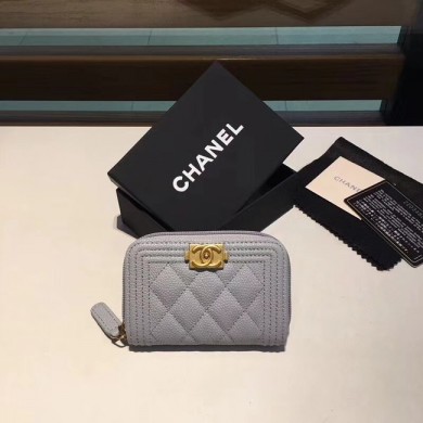 BOY CHANEL Coin Purse A80602 grey JK1402vm49