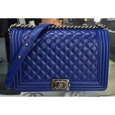 Boy Chanel Flap Bag Blue Original Sheepskin Leather A67088 Silver JK36Kd37