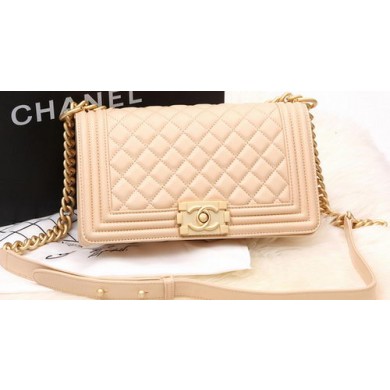 Boy Chanel Flap Bag Original Apricot Pearl Sheepskin Leather A67086 Gold JK798jf20