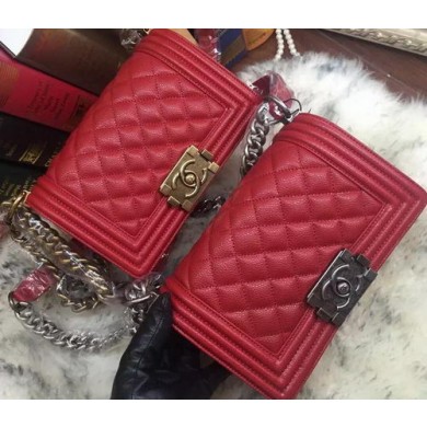 Boy Chanel Flap Shoulder Bag Cannage Pattern A67085 Red JK785bm74