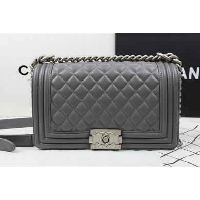 Boy Chanel Flap Shoulder Bags Original Lambskin A67025 Grey JK854qB82