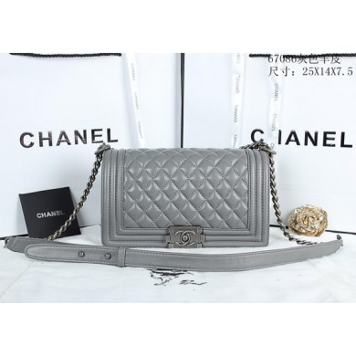 Boy Chanel Flap Shoulder Bags Sheepskin Leather A67086 Grey JK850Rc99