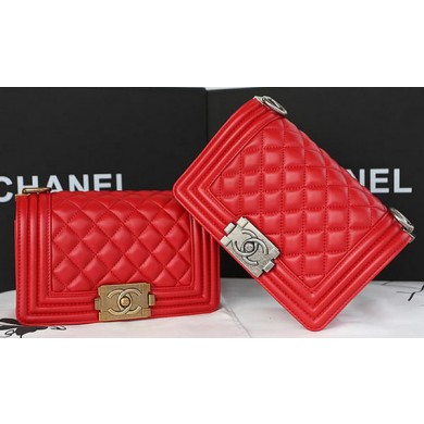 Boy Chanel mini Flap Bag Original Sheepskin A67085 Red JK526lk46