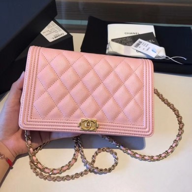 BOY CHANEL Original Wallet on Chain A80287 Pink JK5032nU55