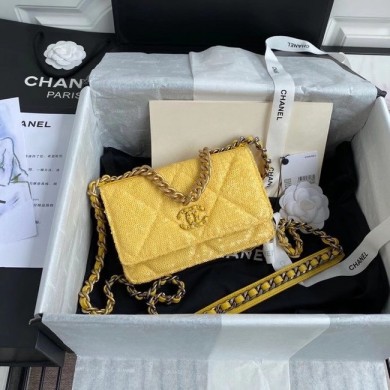 Chanel 19 Chain Wallet WOC AP0957 yellow JK3852hc46