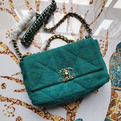 CHANEL 19 Flap Bag AS1160 green JK3745hI90