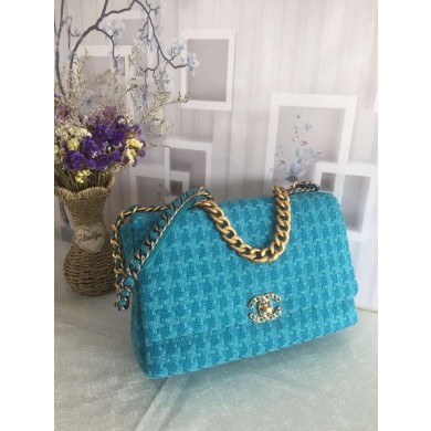 CHANEL 19 Flap Bag AS1162 blue JK4271MO84