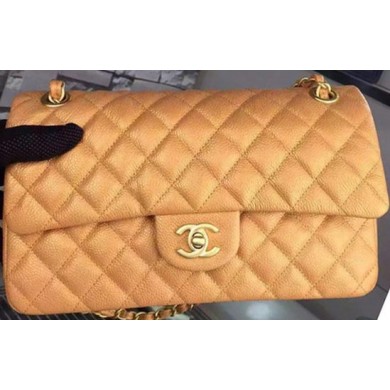 Chanel 2.55 Series Flap Bag Gold Cavier Leather A05480 Gold JK660HB29