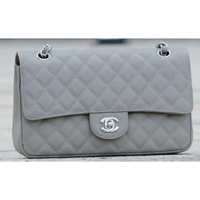 Chanel 2.55 Series Flap Bag Grey Cannage Pattern A1112 Silver JK570EB28