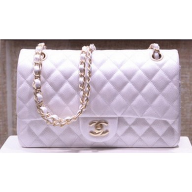 Chanel 2.55 Series Flap Bag Silver Original Caviar Leather A1112 Gold JK364PC54