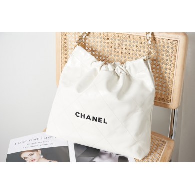 CHANEL 22 SMALL HANDBAG AS3260 white&black JK2310tQ92