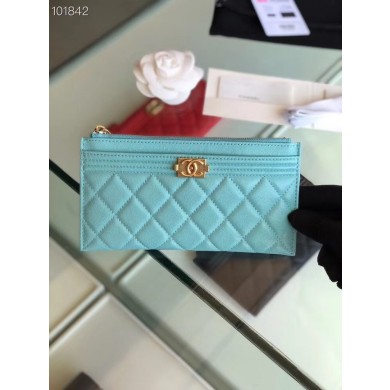 Chanel boy chanel pouch Calfskin & Gold-Tone Metal A81254 sky blue JK1370yC28