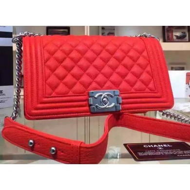 Chanel Boy Flap Shoulder Bags Deer Leather A67086 Red JK488xh67