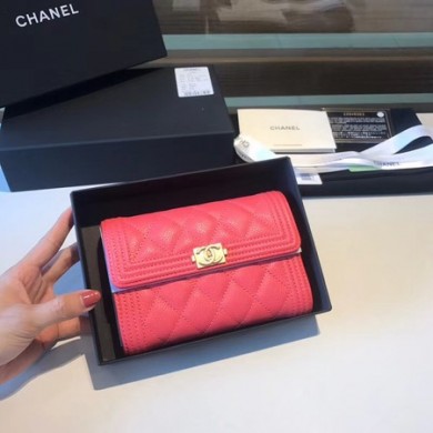 Chanel Boy Matelasse Caviar Calfskin Leather Wallet CHA5569 red JK1428vX33