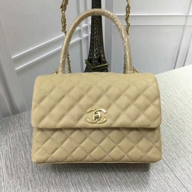 Chanel Caviar Leather Top Handle Bag 92991 Gold JK5827FA31