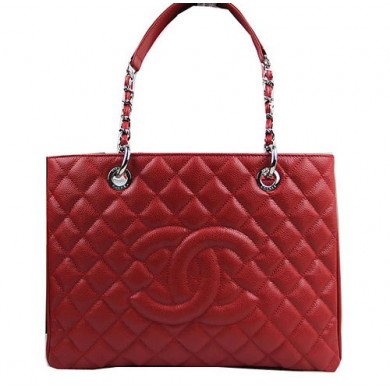 Chanel Classic Coco Bag Red GST Caviar Leather A50995 Silver JK1004Bw85