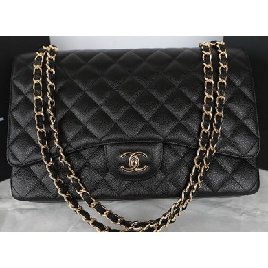 Chanel Classic Flap Bag Black Original Cannage Pattern CFA1116 Gold JK454iZ66