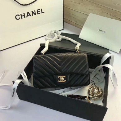 Chanel Classic Flap Bags Black Original Sheepskin Leather 1116 Gold JK5682Kd37