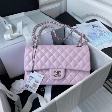 chanel classic handbag Lambskin & silver Metal A01112 pink JK3120fc78