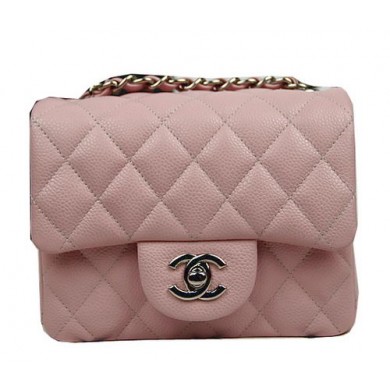 Chanel Classic MINI Flap Bag CF1115 Pink Cannage Pattern Silver JK899UE80