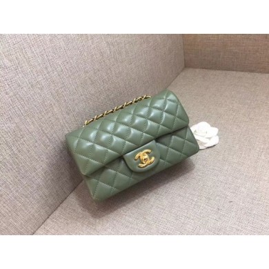 Chanel Classic MINI Flap Bag original Sheepskin Leather A1116 green gold chain JK5172oJ62