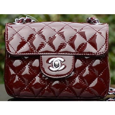 Chanel Classic MINI Flap Bag Royal Patent Leather A1115 Silver JK745Ea63