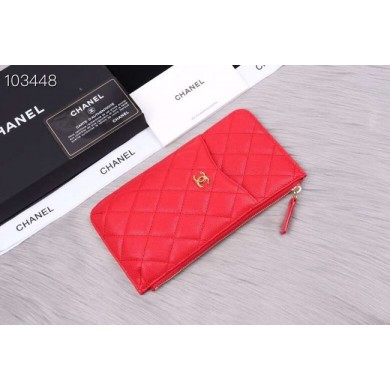 Chanel classic pouch Grained Calfskin& Gold-Tone Metal A84402 red JK1347OG45