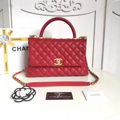 Chanel Classic Top Handle Bag Original Caviar Leather A92215 red JK5227Sy67