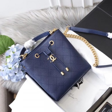 Chanel drawstring bag AS0310 blue JK4790iv85