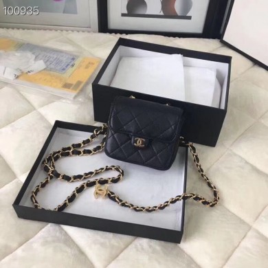 Chanel flap bag Calfskin & Gold-Tone Metal AS1196 Black JK4336VI95