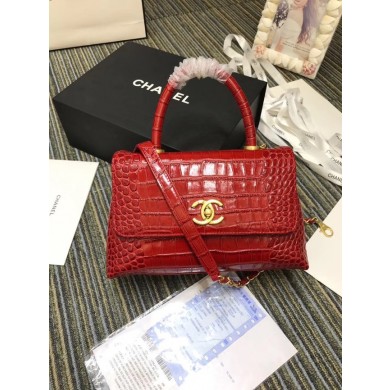 Chanel flap bag with top handle A93737 red JK4891nQ90