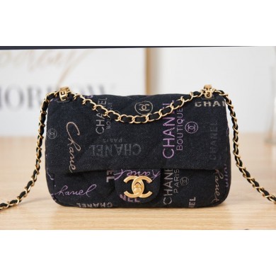 Chanel Flap denim Shoulder Bag AS3134 black JK2680Tk78