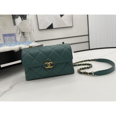 Chanel Flap Lambskin Shoulder Bag AS2556 green JK2798ED90