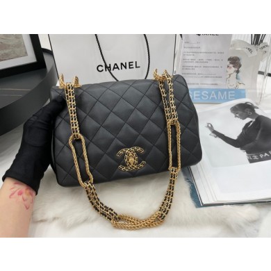 Chanel Flap Lambskin Shoulder Bag AS2976 black JK2785pA42