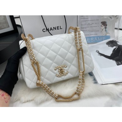 Chanel Flap Lambskin Shoulder Bag AS2976 white JK2786CD62