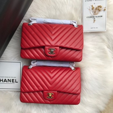 Chanel Flap Original Lambskin Leather Shoulder Bag 1112V Red JK3937nU55